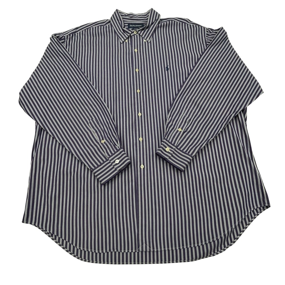 Ralph Lauren Golf Tilden Fit Shirt Mens XXL Purple Striped Button Up Long Sleeve